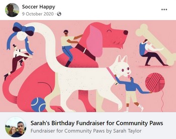 Sara's birthday fundraiser for Community Paws